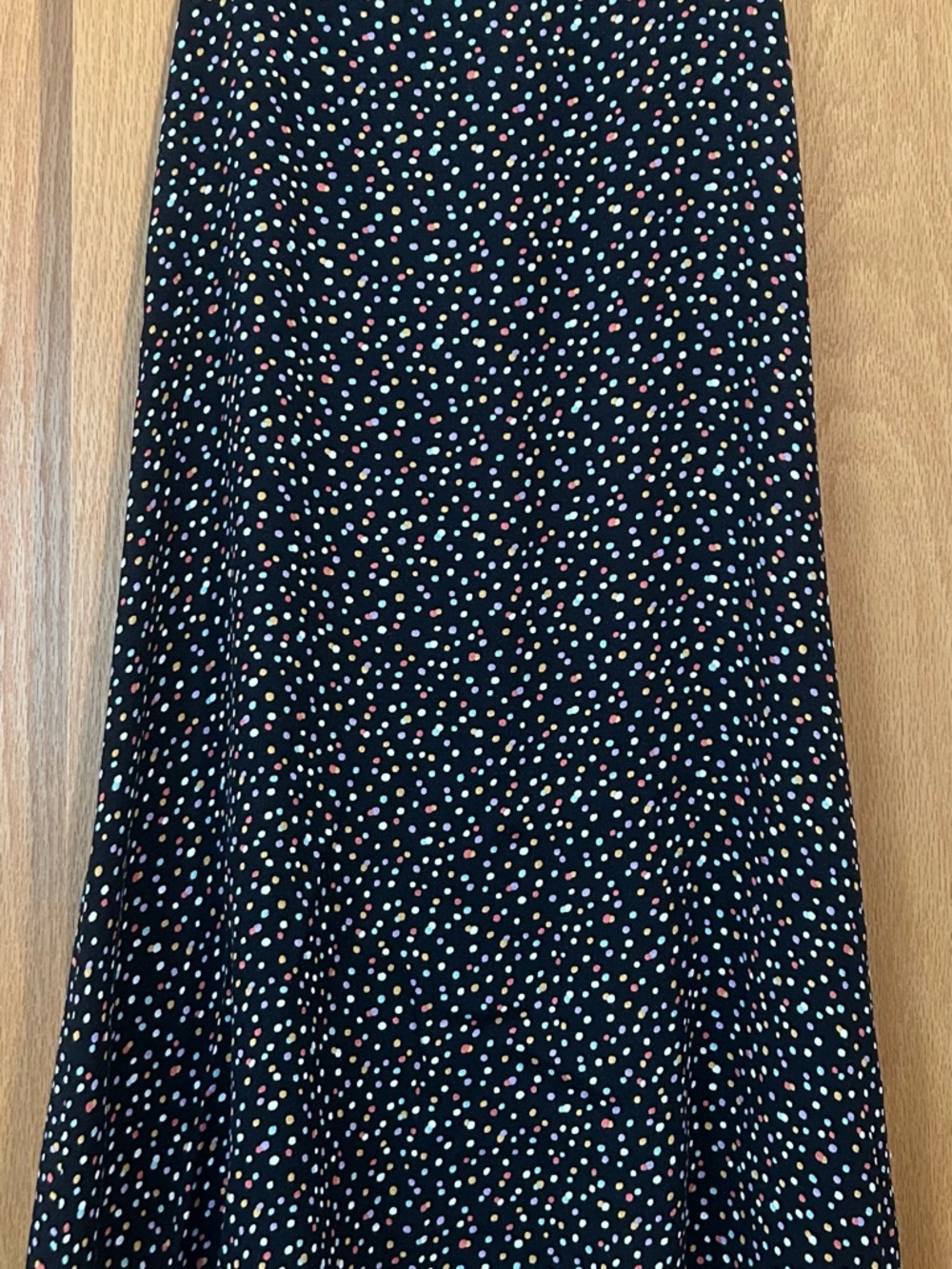 Black Polka Dot A-Line Skirt with Multicolor Dots New Without Tags